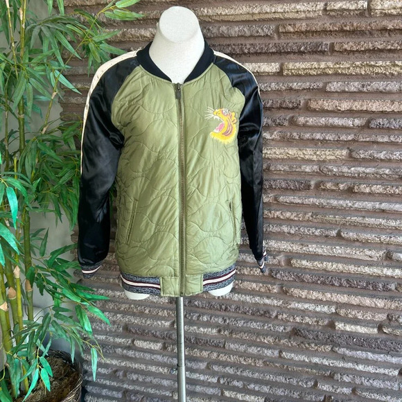 Maison Scotch Quilted Embroidered Army Bomber Jacket Size 2 = Medium - Picture 11 of 14